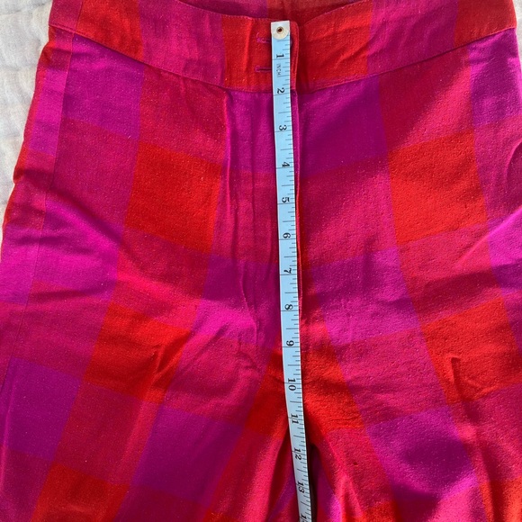 Ali Golden Silk Fly Front Pants w/ Pocket - Poppy/Plaid Pink - Picture 5 of 9
